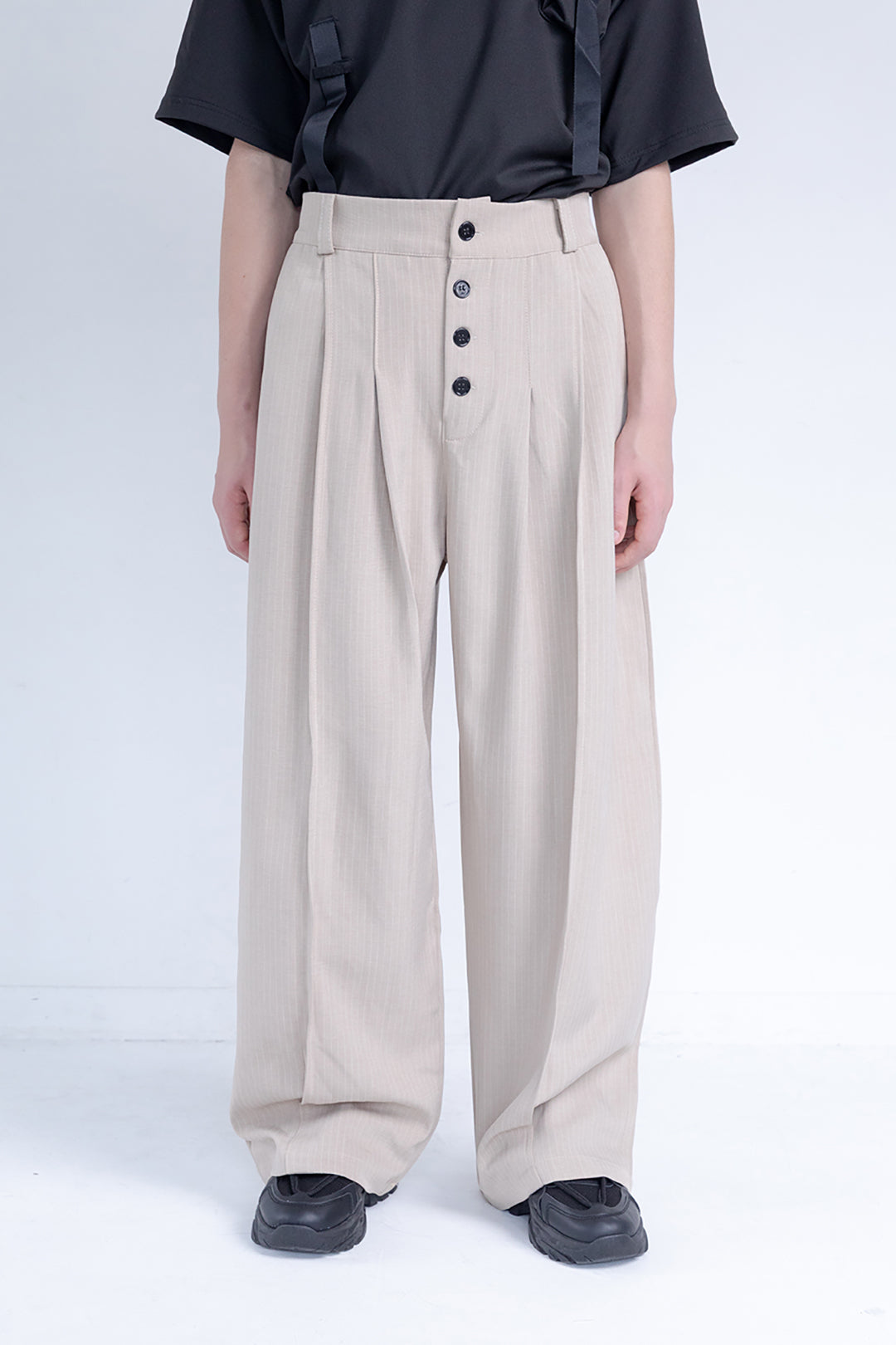 Button Detail Wide Pants