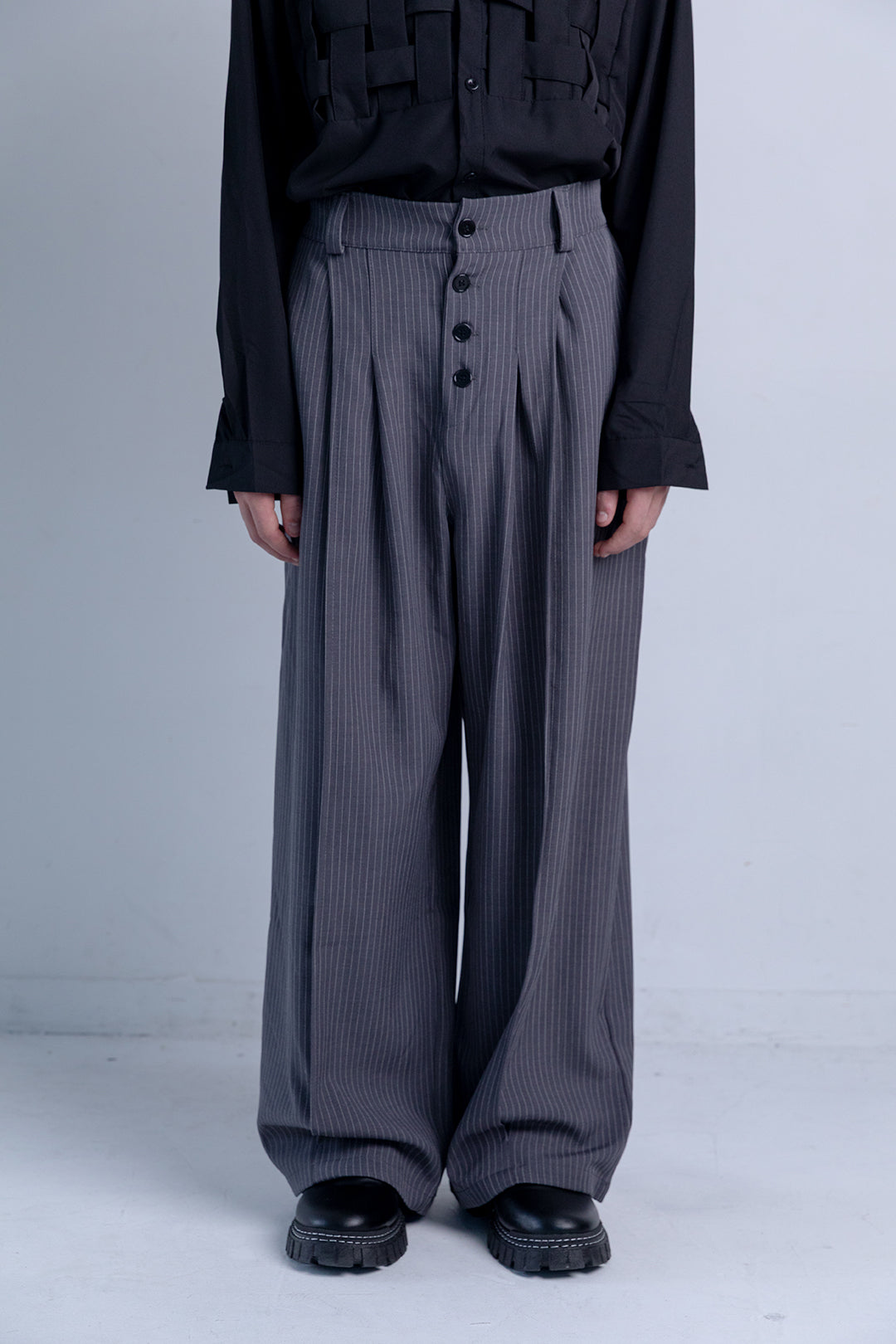 Button Detail Wide Pants