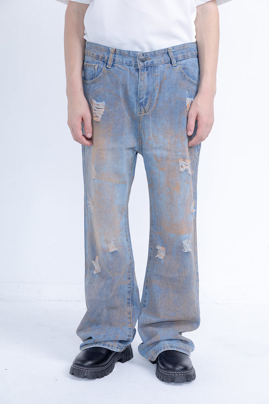 Distressed Flared Denim
