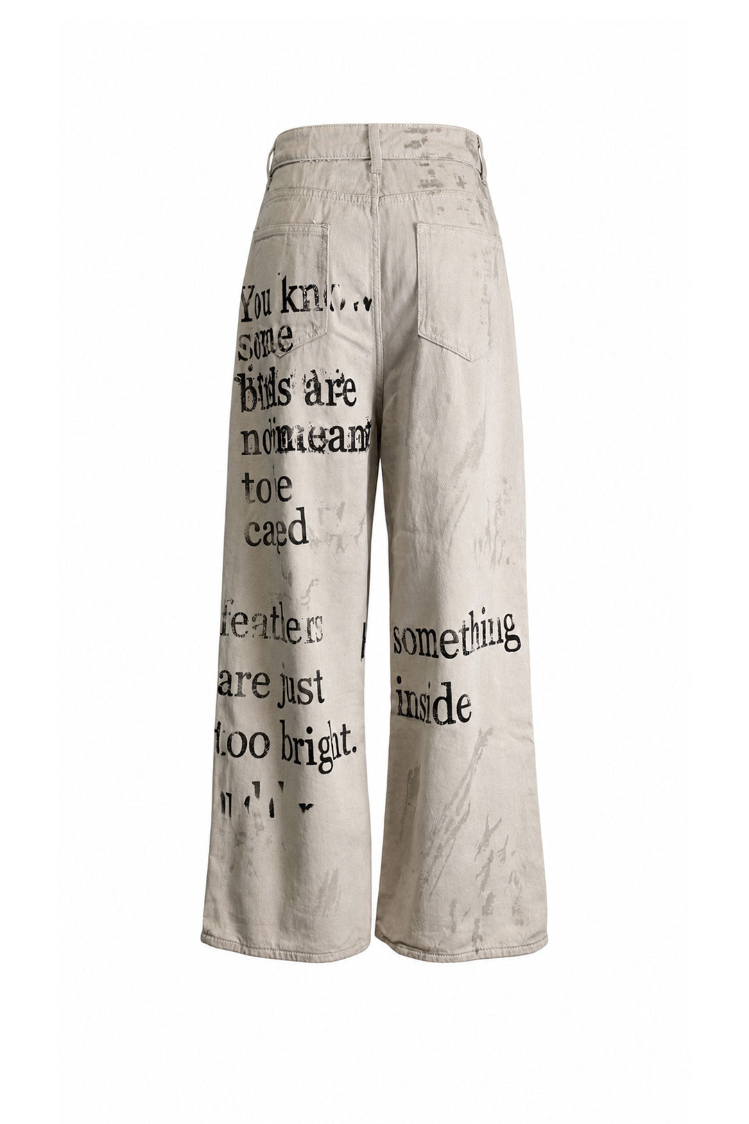 Text Print Wide Denim Pants