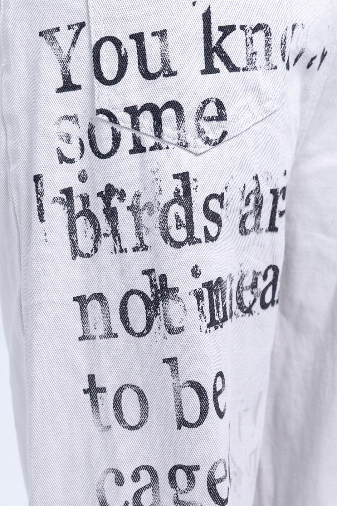 Text Print Wide Denim Pants